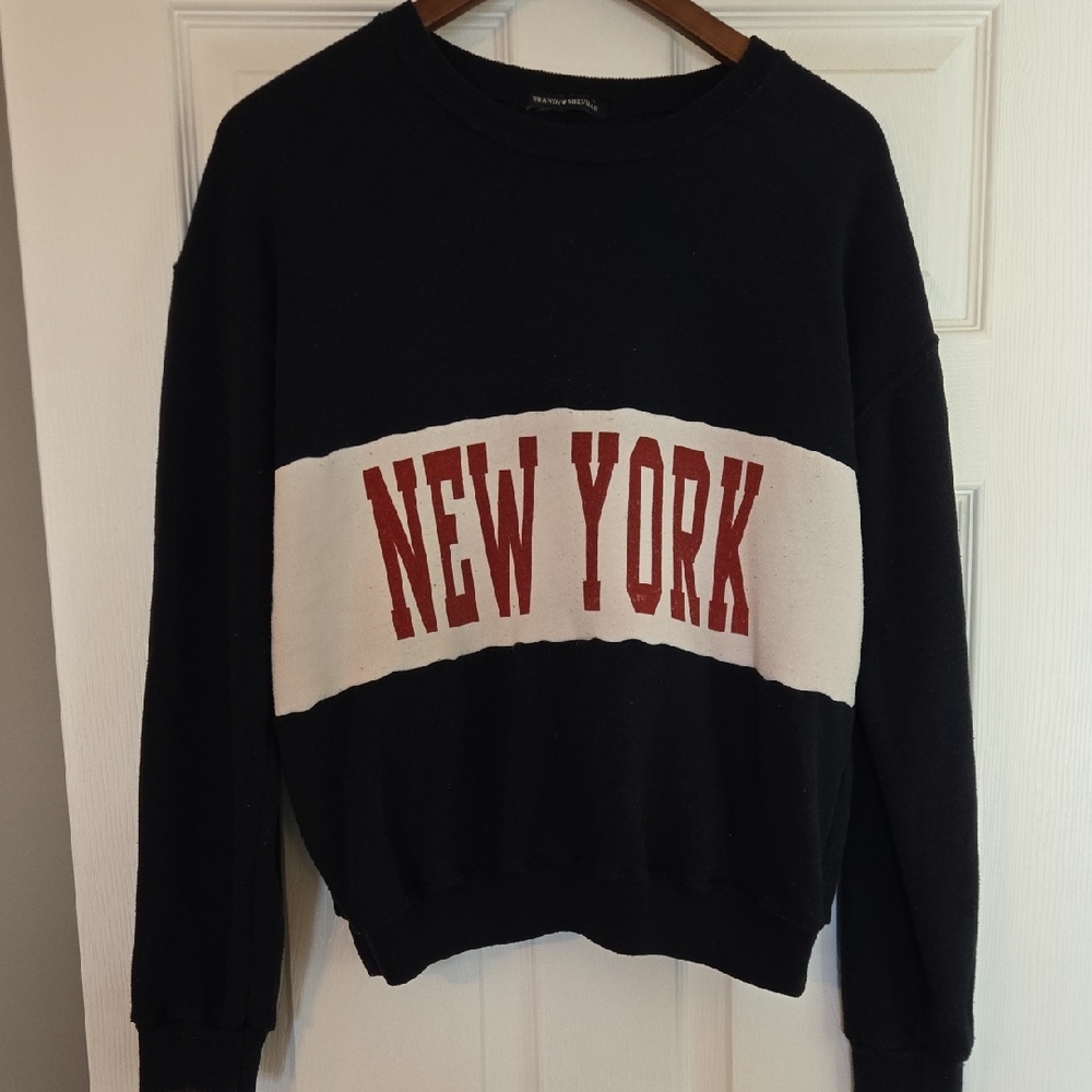 Brandy Melville Navy Sweatshirt with Red and White Graphic